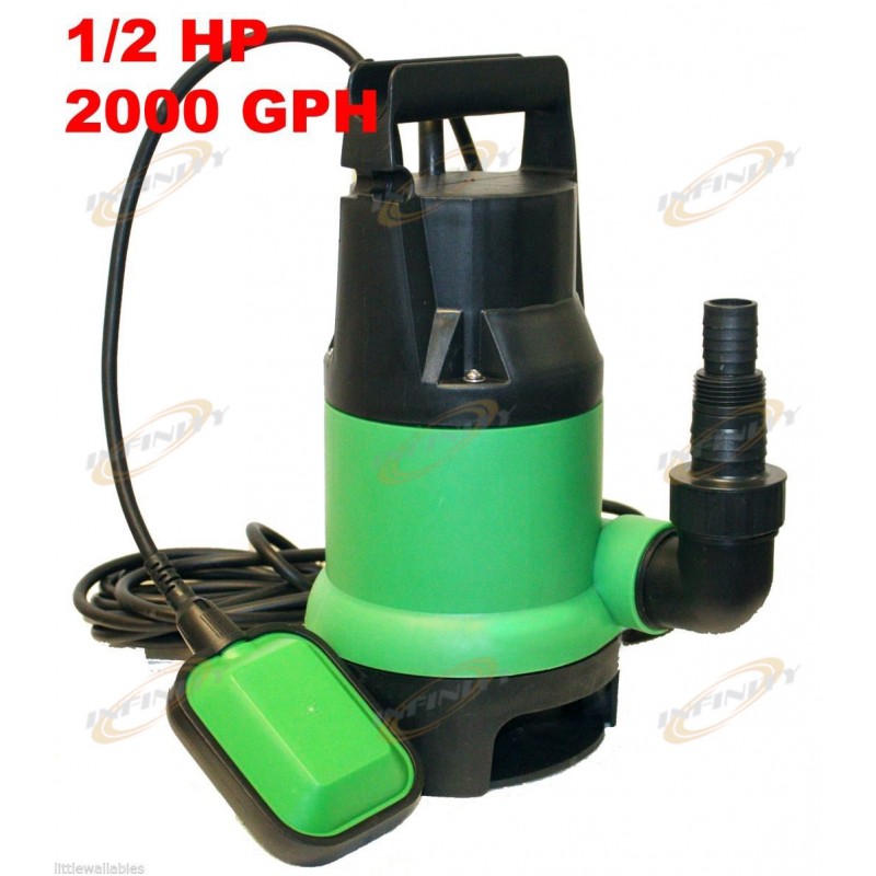 1/2HP 2000GPH Submersible Sump Pump Water Pumps Empty Pool Pond Flood w